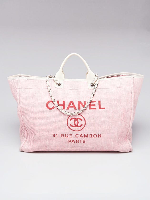 Chanel Pink Canvas Deauville XL Shopping Tote Bag