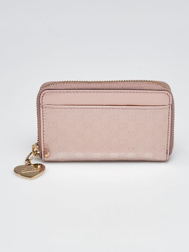 Gucci Metallic Pink Microguccissima Patent Leather Heart Card Case