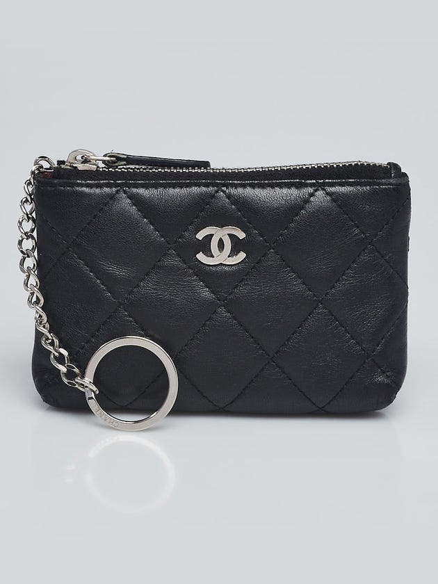 Chanel Black Quilted Lambskin Leather CC O-Key Holder
