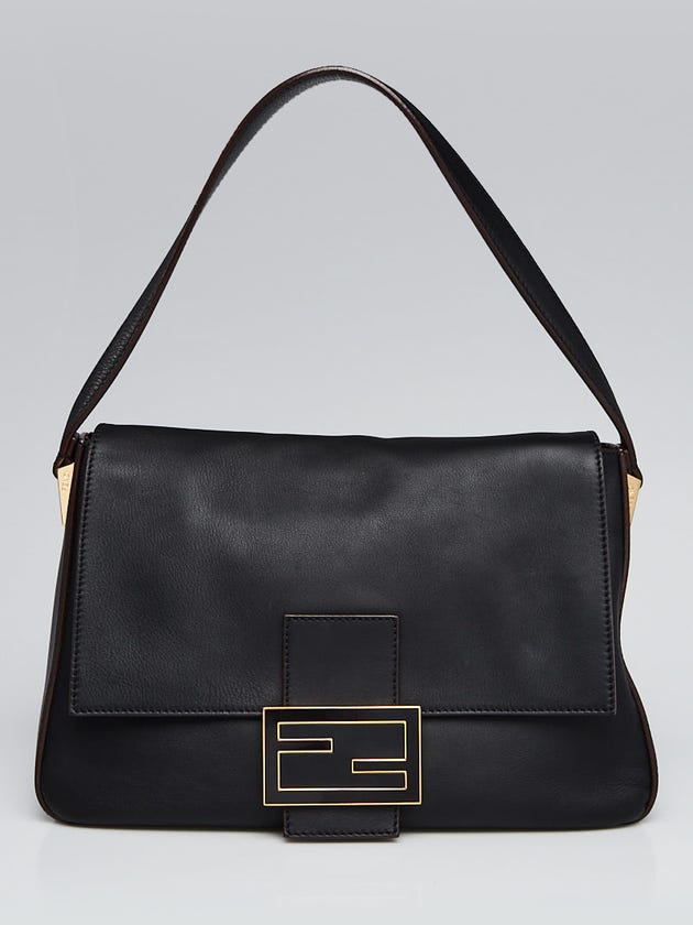 Fendi Black Leather Mama Forever Large Flap Shoulder Bag 8BR638