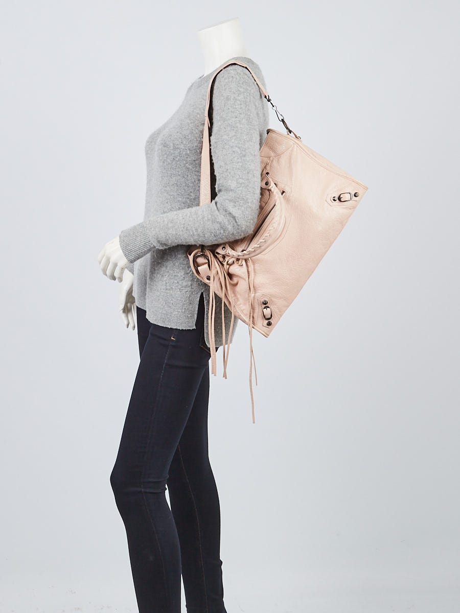 Balenciaga Rose Aubepine Lambskin Leather Motorcycle City Bag Balenciaga Rose Aubepine Lambskin Leather Motorcycle City Bag