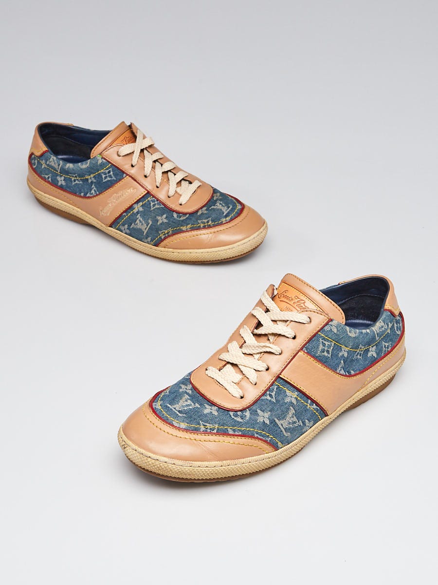 Louis Vuitton Blue Denim Monogram Denim and Leather Sneakers Size 8/38.5 -  Yoogi's Closet