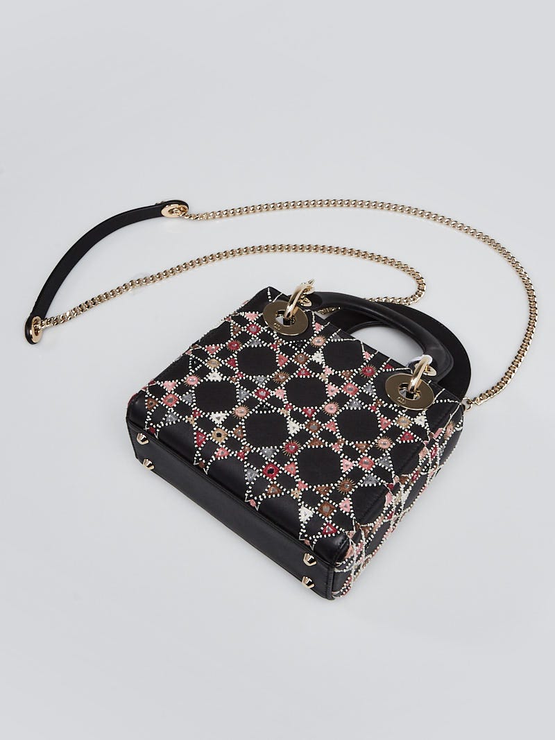 Christian Dior Black Smooth Calfskin Leather Embroidered and Christian Dior Black Smooth Calfskin Leather Embroidered and