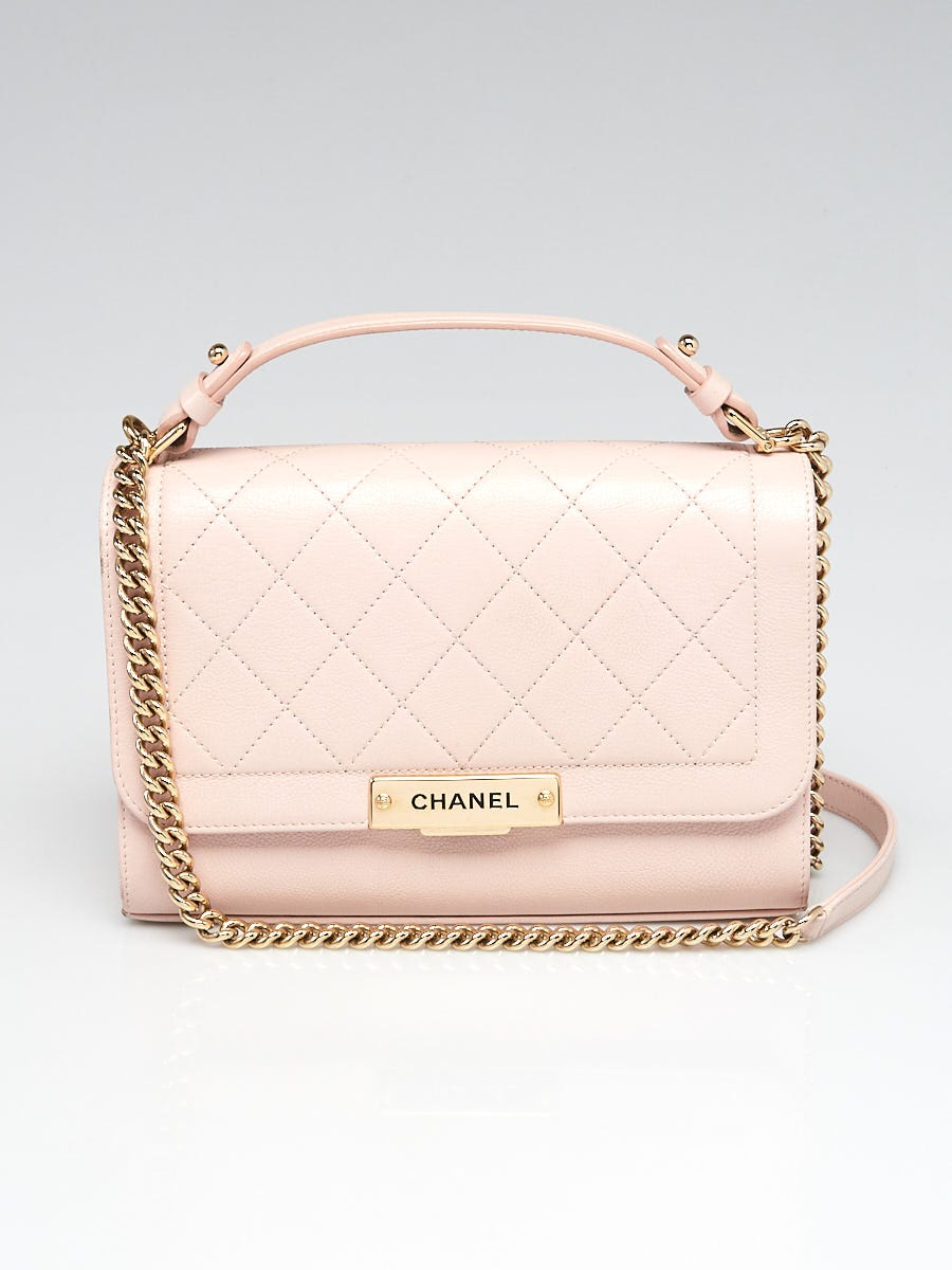 Chanel Light Pink Quilted Leather Click Label Medium Shoulder Bag - Yoogi's  Closet