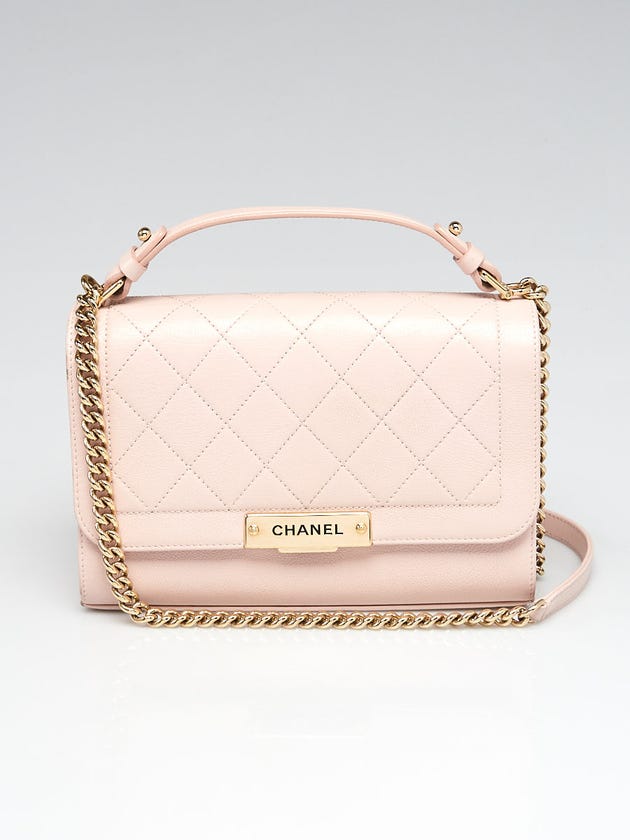 Chanel Light Pink Quilted Leather Click Label Medium Shoulder Bag