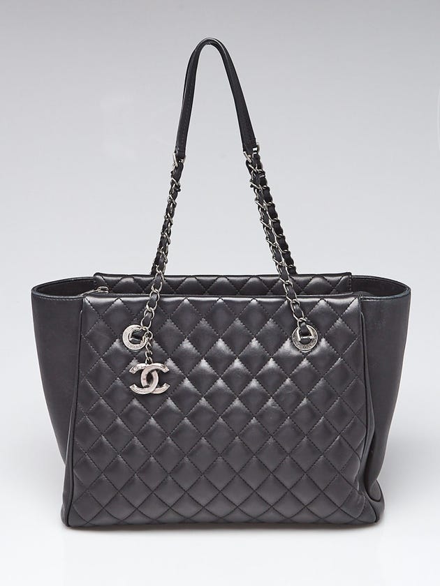 Chanel Black Quilted Lambskin Leather CC Large Zip Tote Bag