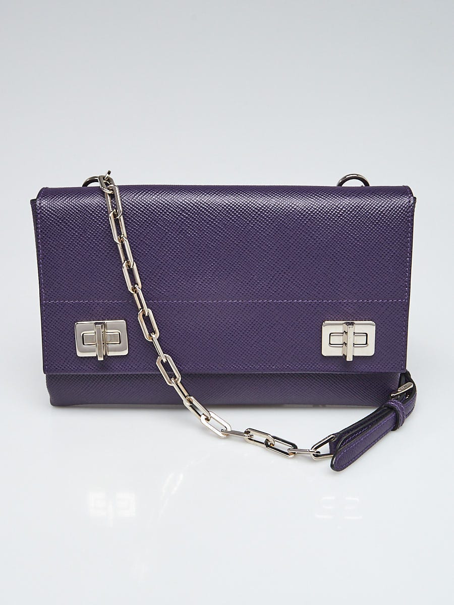 Prada Uva Saffiano Leather Flap Shoulder Bag BT995X | Yoogi's Closet