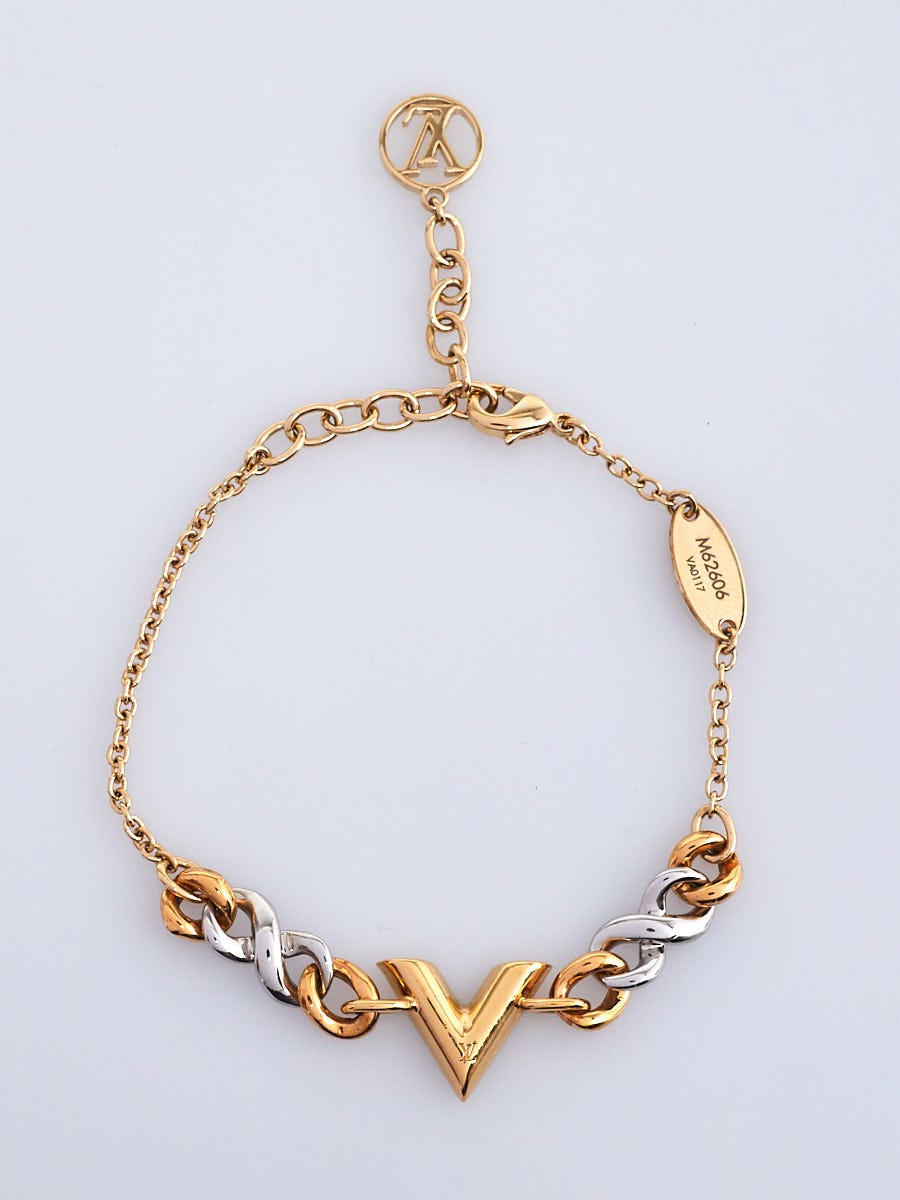 Louis Vuitton Goldtone and Silvertone Metal V Essential Bracelet