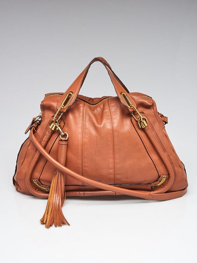 Chloe Brown Calfskin Leather Large Tassel Paraty Bag