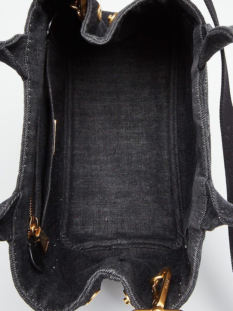 PRADA保存袋　　No.39 Prada Black Denim Logo-Print Small Tote Bag - 1BG439