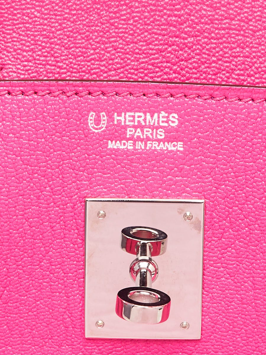 Hermes 30cm Special Order Bi-Color Rose Tyrien/Parme Chevre Mysore Leather  Palladium Plated Birkin Bag - Yoogi's Closet