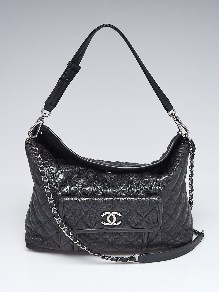Chanel Black Quilted Caviar Leather French Riviera Hobo Bag - Yoogi's Closet