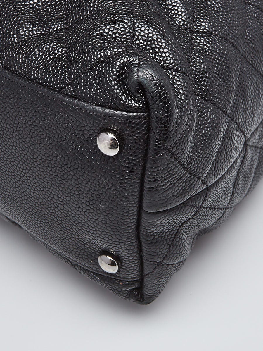 Chanel Black Quilted Caviar Leather French Riviera Hobo Bag