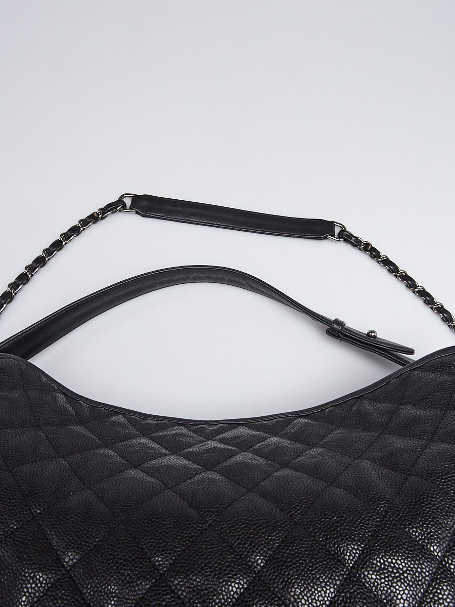Chanel Black Quilted Caviar Leather French Riviera Hobo Bag - Yoogi's Closet