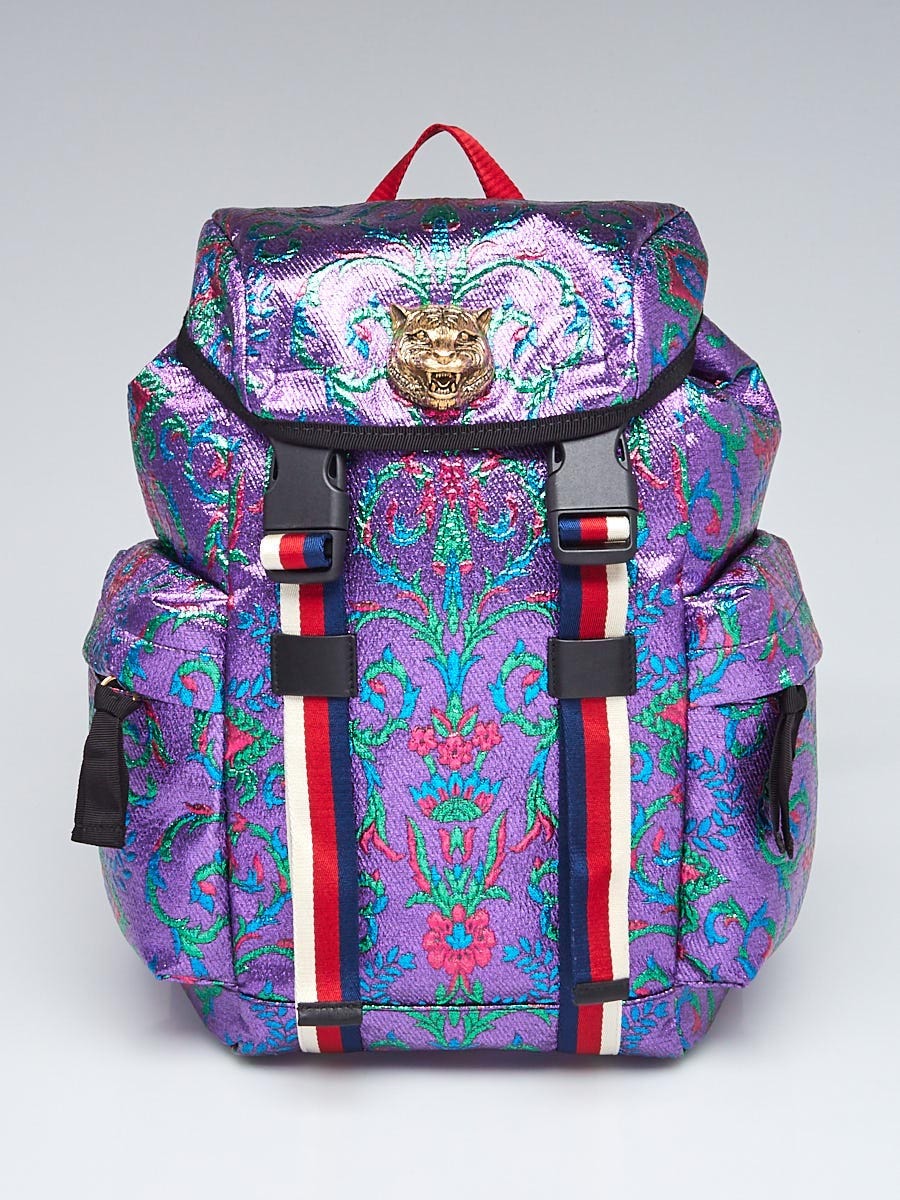 Gucci Purple Brocade Techpack Backpack Bag Yoogi s Closet