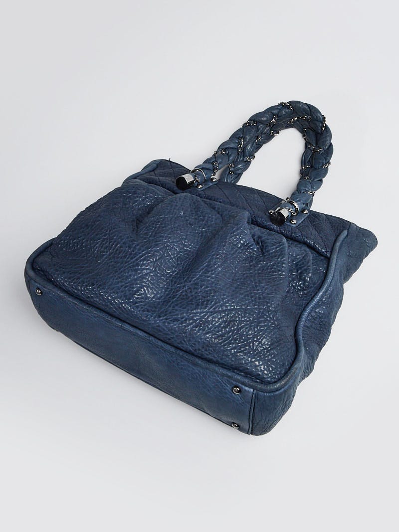 Chanel Blue Grained Leather Lady Braid Large Tote Bag - Yoogi's Closet