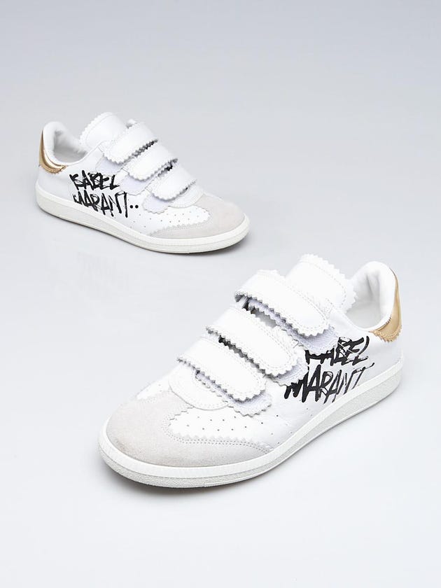 Isabel Marant White Leather Beth Grip Strap Sneakers Size 5.5/36