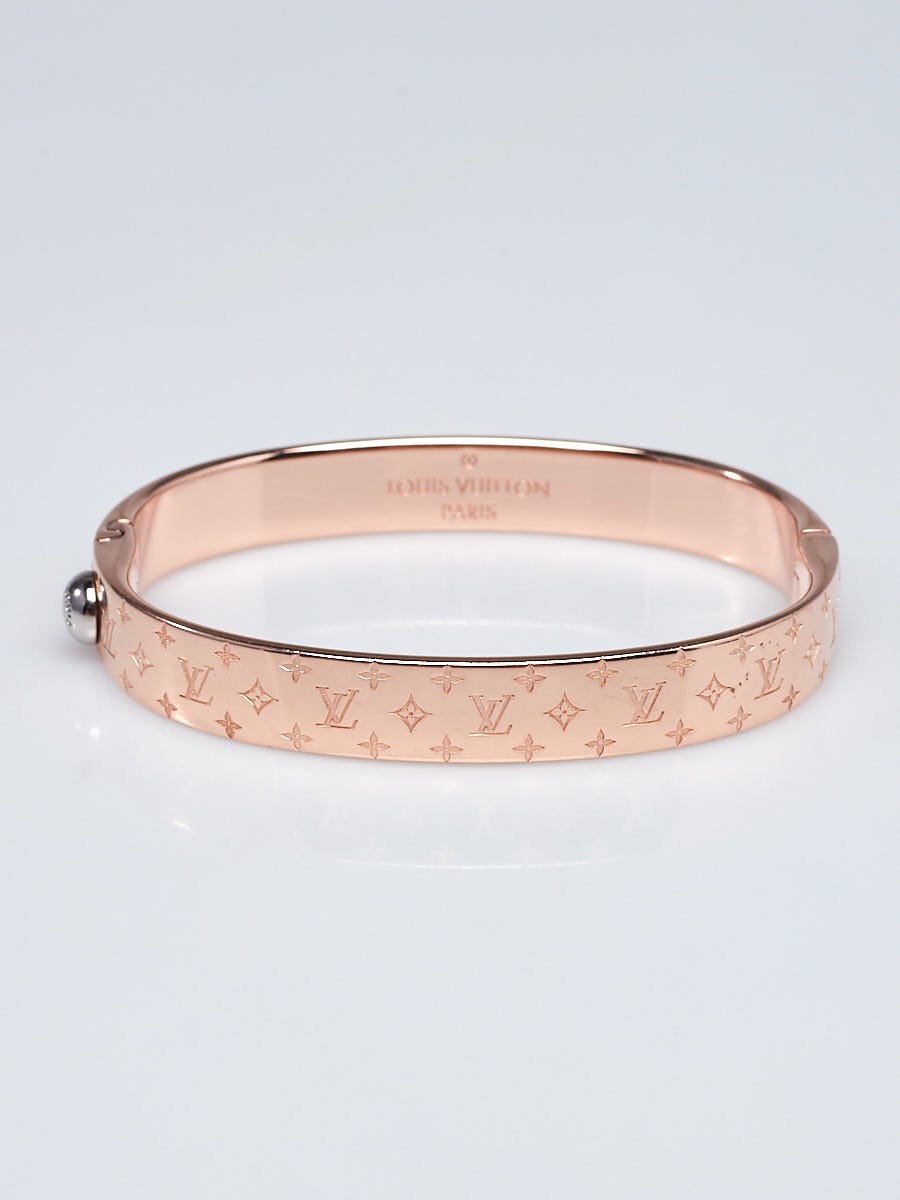 Louis Vuitton Pink Goldtone Metal Nanogram Cuff Bracelet - Yoogi's