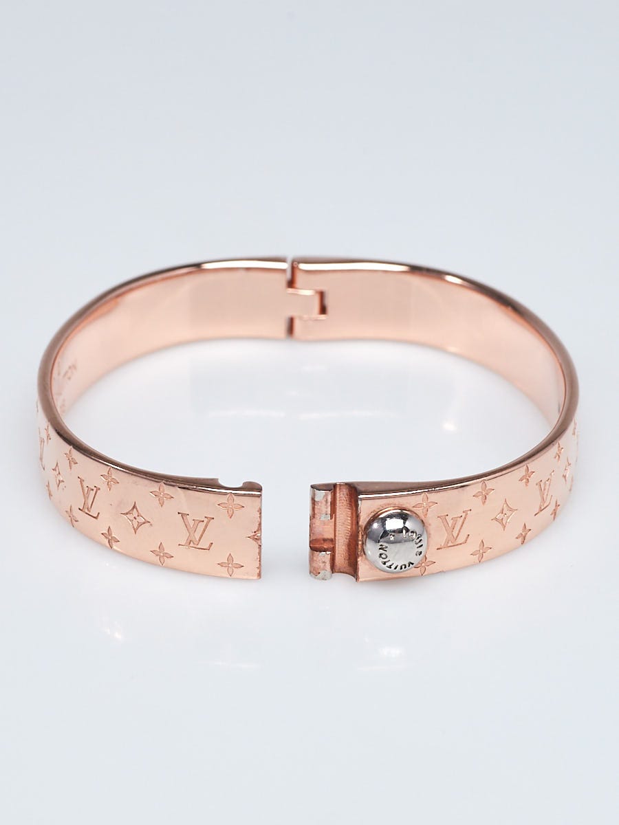 Louis Vuitton Pink Goldtone Metal Nanogram Cuff Bracelet - Yoogi's Closet