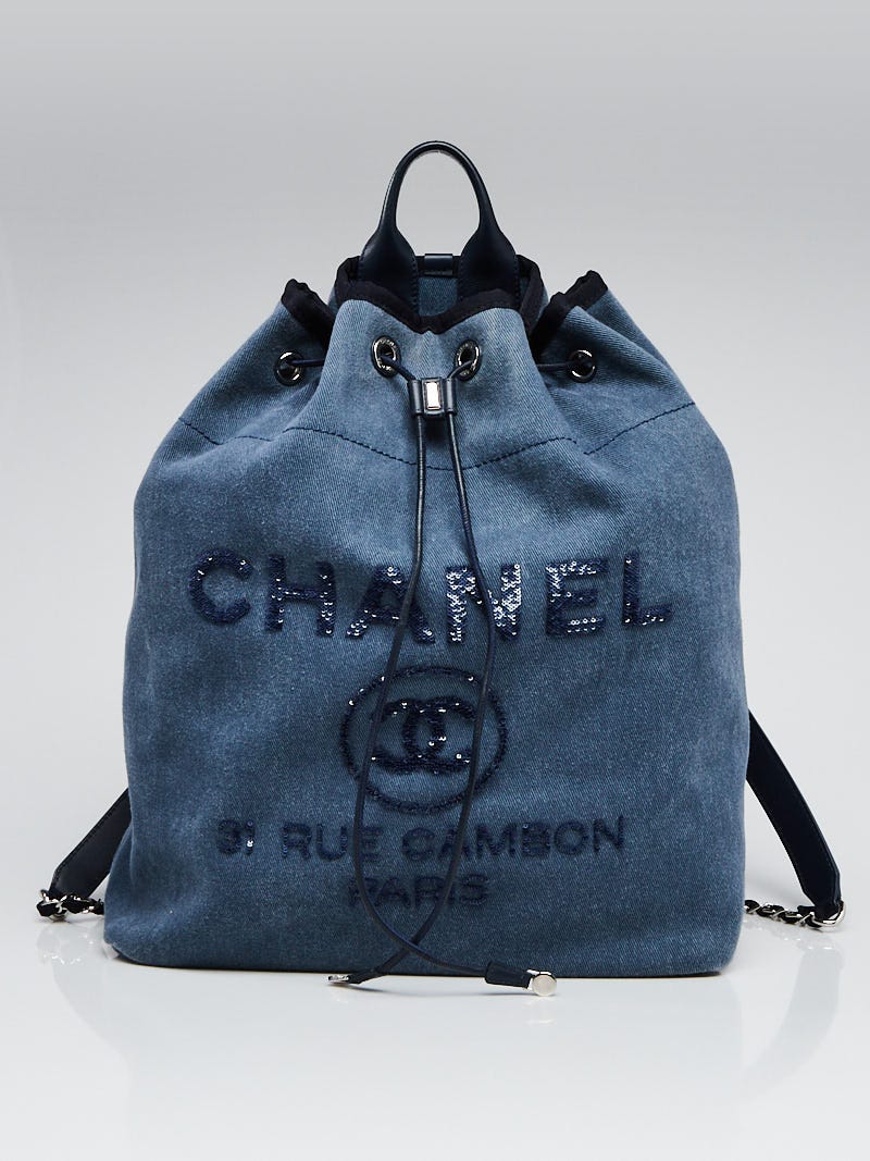 Chanel Blue Denim Canvas and Sequin Deauville Backpack Bag