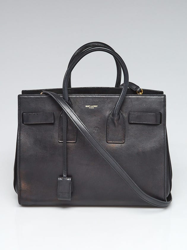 Yves Saint Laurent Black Calfskin Leather Small Sac de Jour Tote Bag