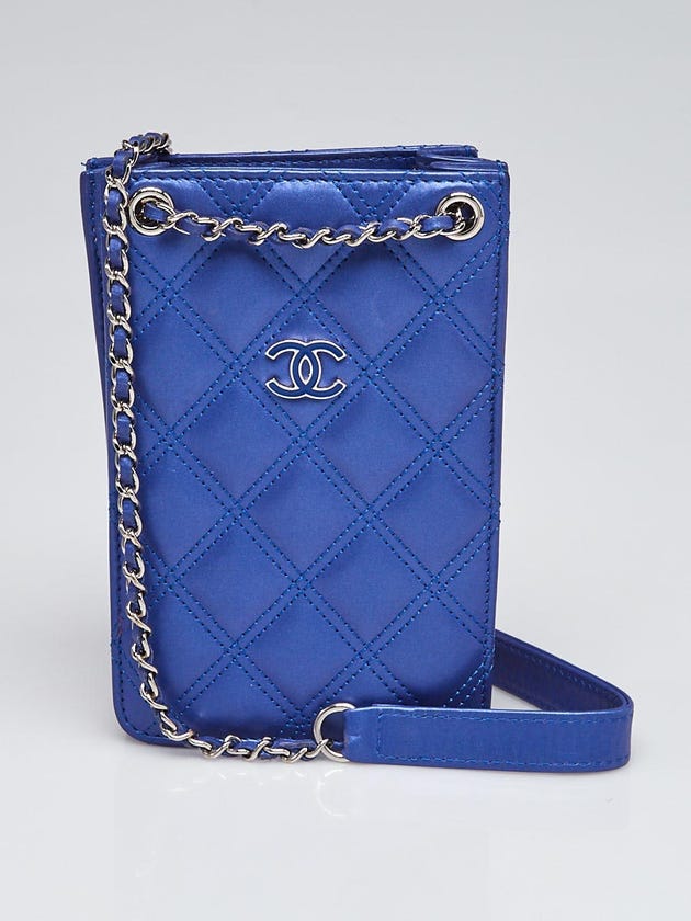Chanel Blue Quilted Leather CC Phone Holder Crossbody Bag