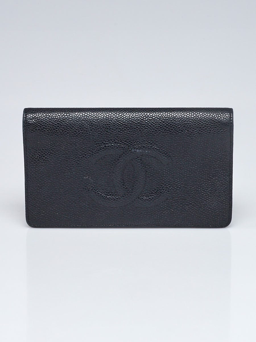 Chanel Black Caviar Leather Timeless L Yen Wallet