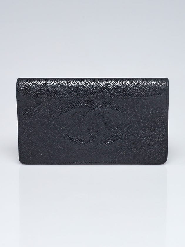 Chanel Black Caviar Leather Timeless CC L Yen Wallet