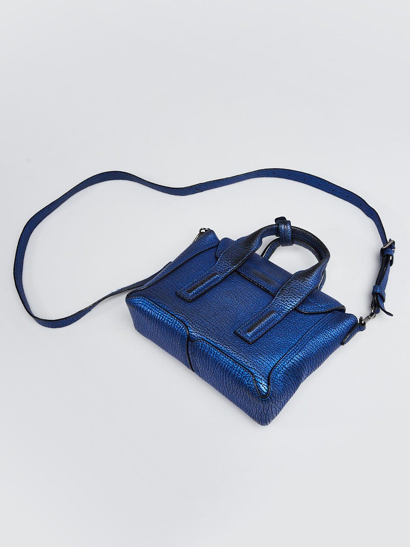 3.1 Phillip Lim Electric Blue Shark Embossed Leather Mini Pashli