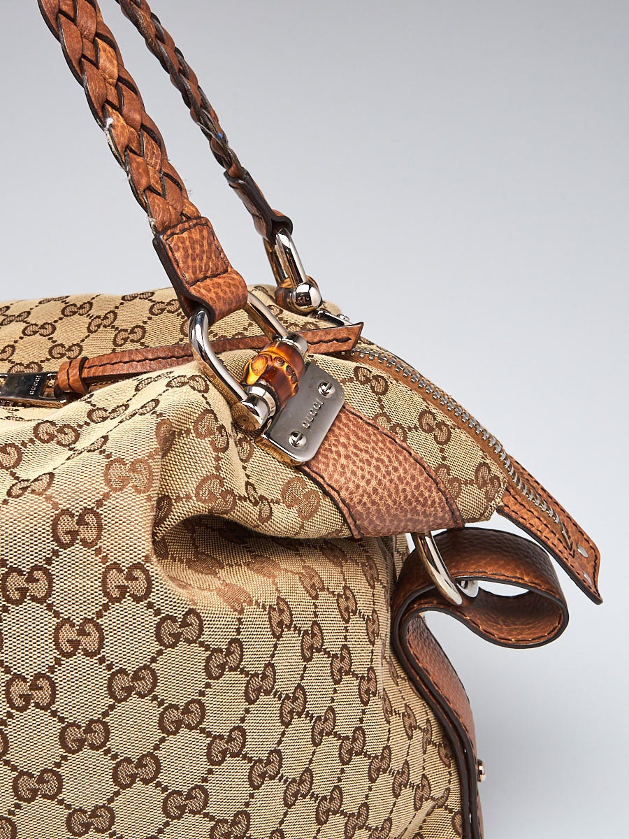 Gucci Beige/Ebony GG Canvas Bamboo Bar Medium Tote Bag | Yoogi's