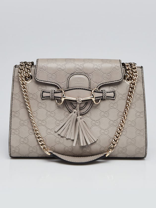 Gucci Grey Guccissima Leather Emily Chain Shoulder Bag
