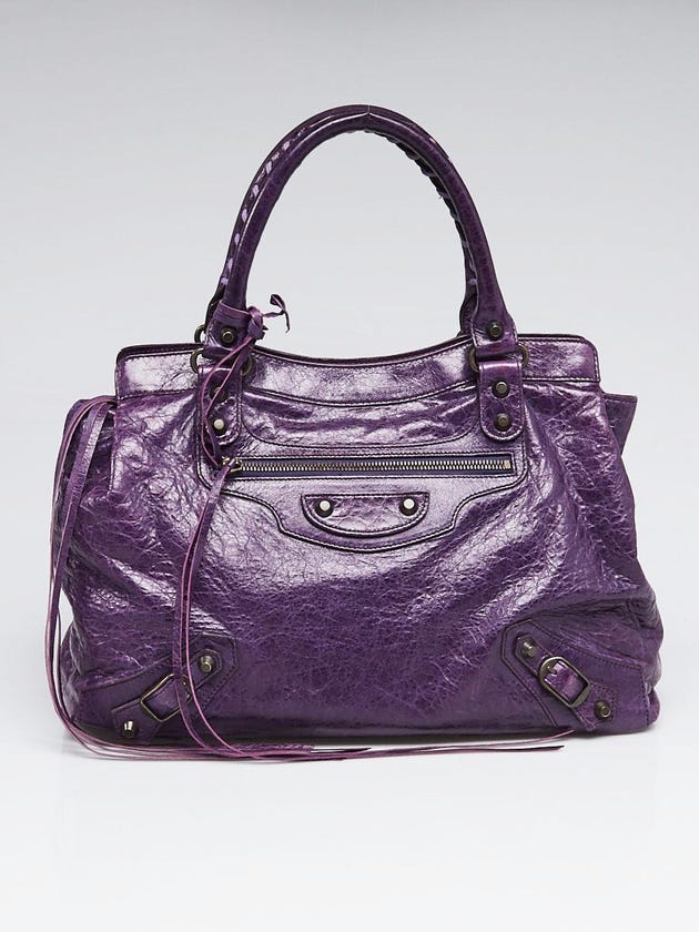 Balenciaga Violet Chevre Leather Step Bag