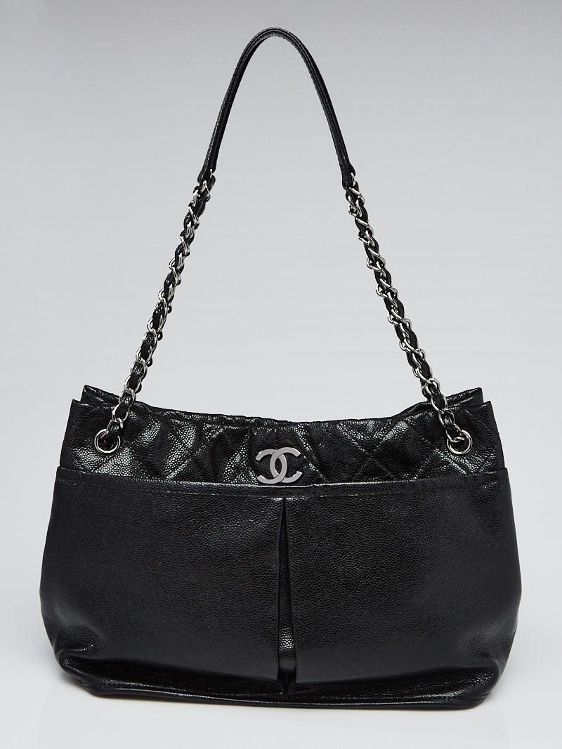 Chanel Black Glazed Caviar Leather Natural Beauty Tote Bag