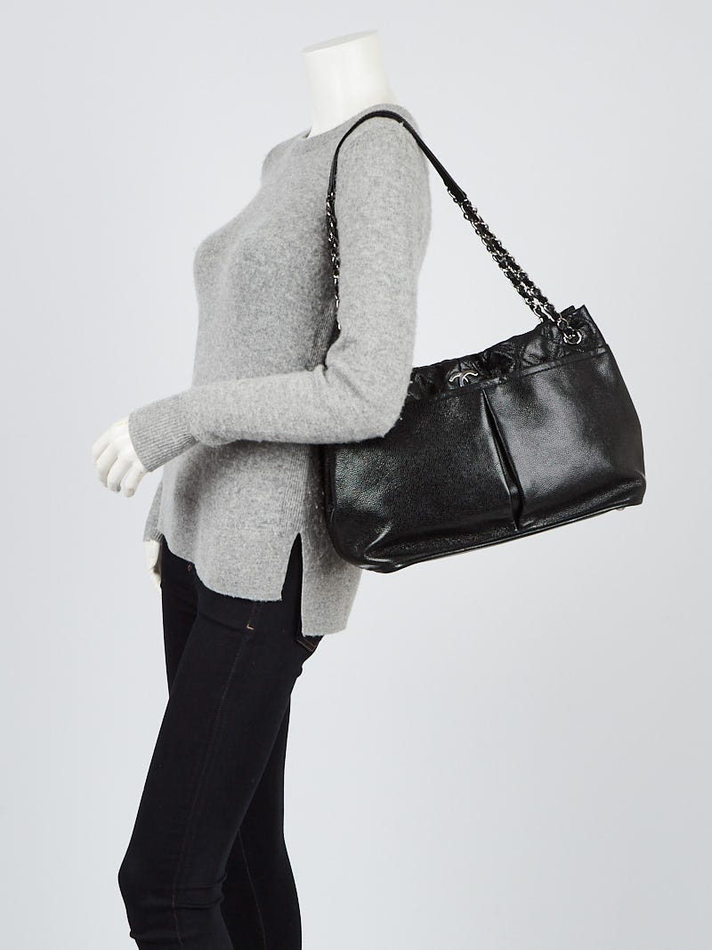 Chanel Black Glazed Caviar Leather Natural Beauty Tote Bag