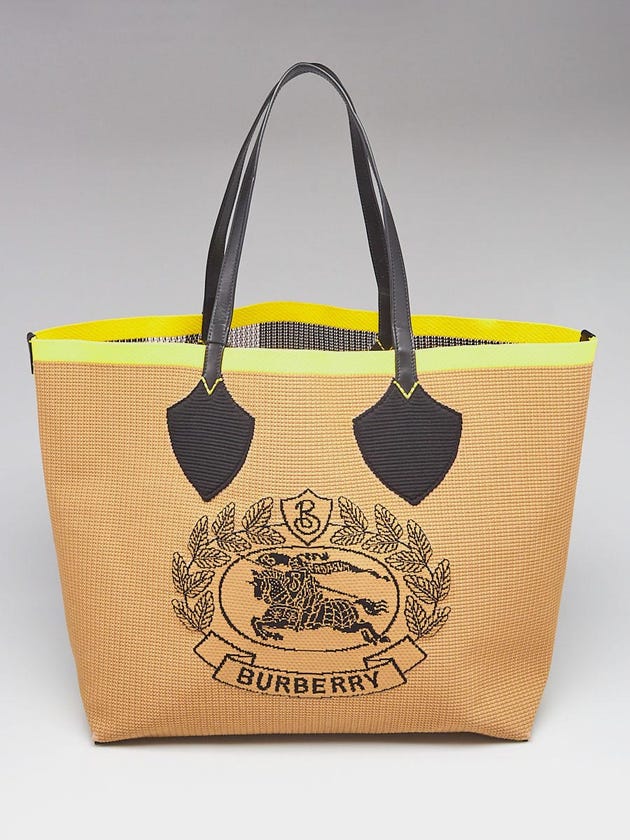 Burberry Brown Knitted Archive Crest Giant Tote Bag