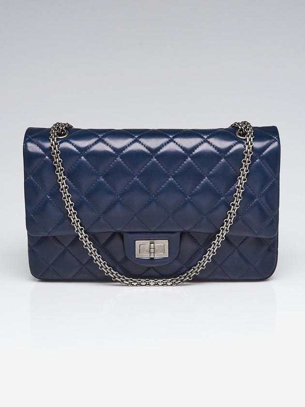 Chanel Navy Blue 2.55 Reissue Quilted Classic Lambskin Leather 227 Jumbo Flap Bag
