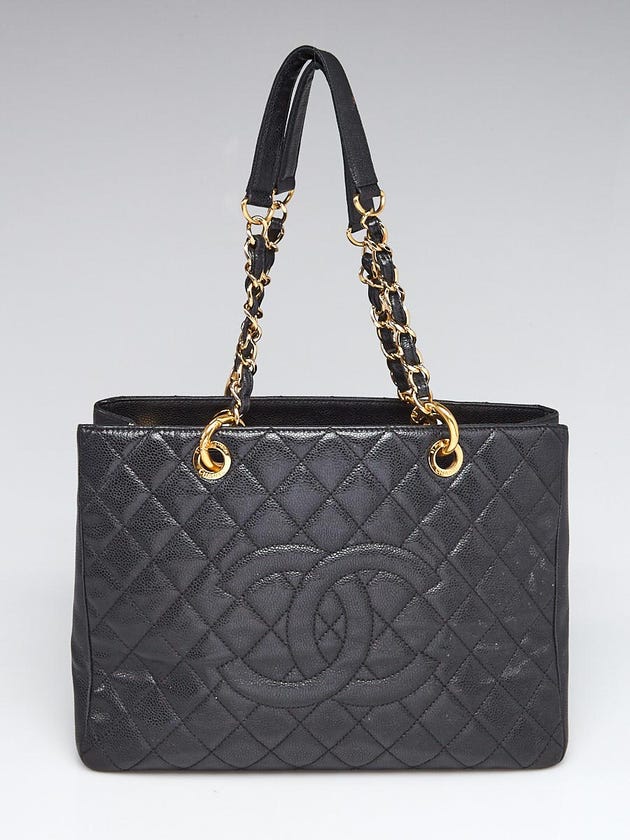 Chanel Black Quilted Caviar Leather Grand Shopping Tote Bag