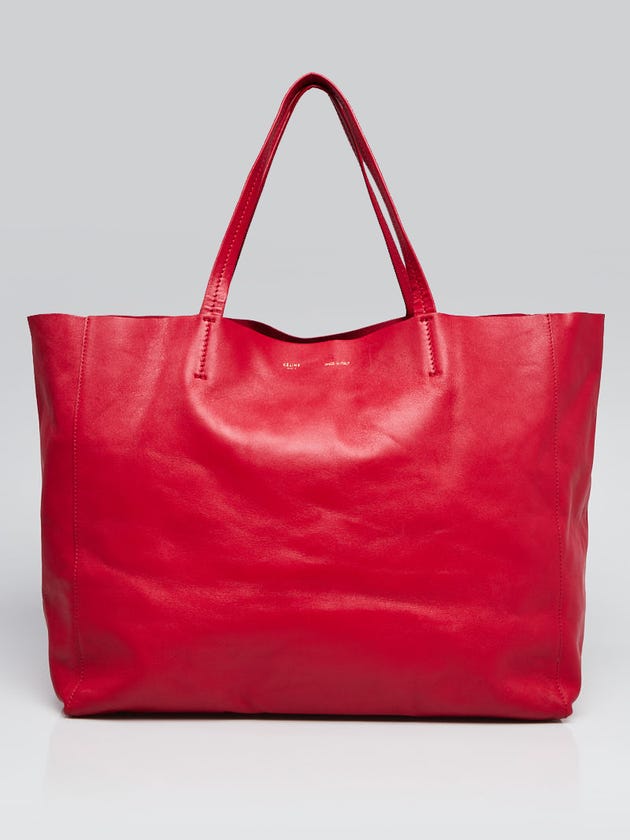 Celine Magenta Leather Horizontal Cabas Tote Bag