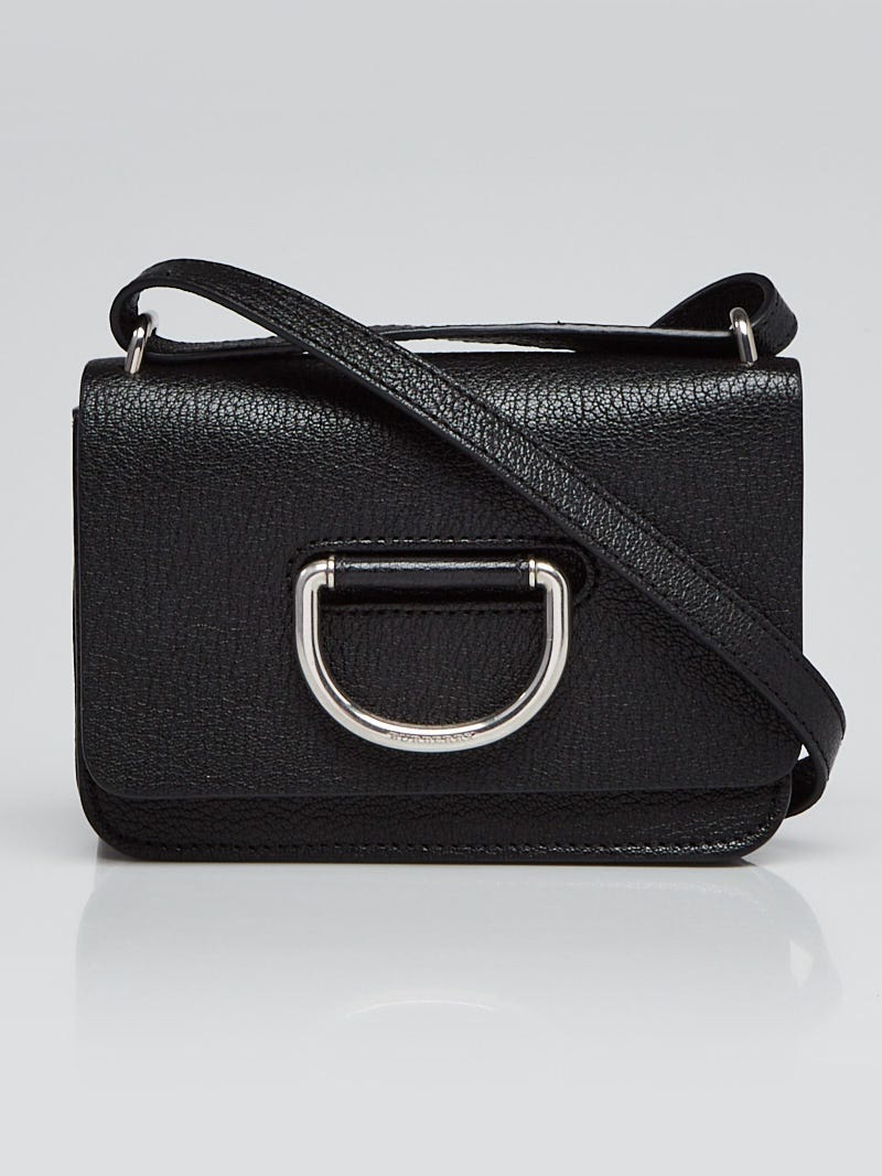 Burberry Black Leather Mini D-Ring Crossbody Bag - Yoogi's Closet