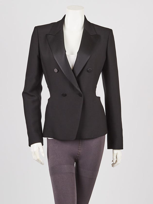 Tom Ford Black Wool and Silk Blazer Jacket Size 8/42