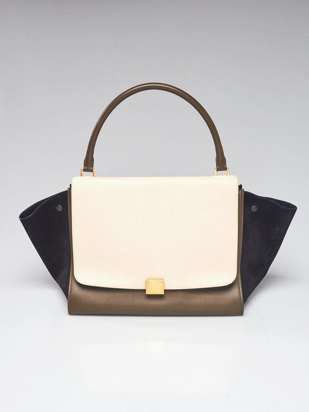 Celine Tri Color Leather/Suede Large Trapeze Bag	