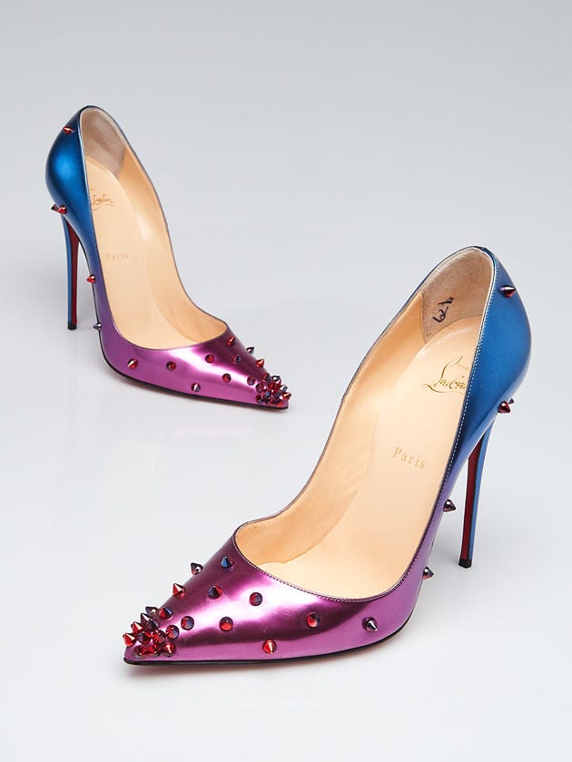 Christian Louboutin Rose/Blue Patent Leather Degraspike 120 Size 10/40.5