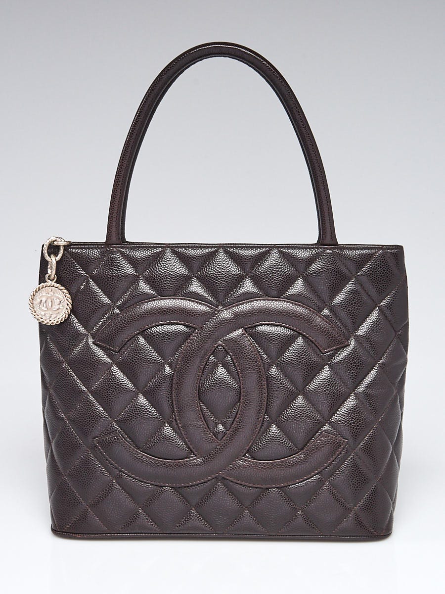 Chanel Dark Brown Quilted Caviar Leather Medallion Tote Bag Yoogi s Closet