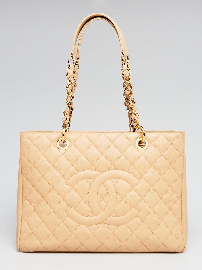 Chanel White Quilted Caviar Leather XXL Grand Shopping Tote Bag