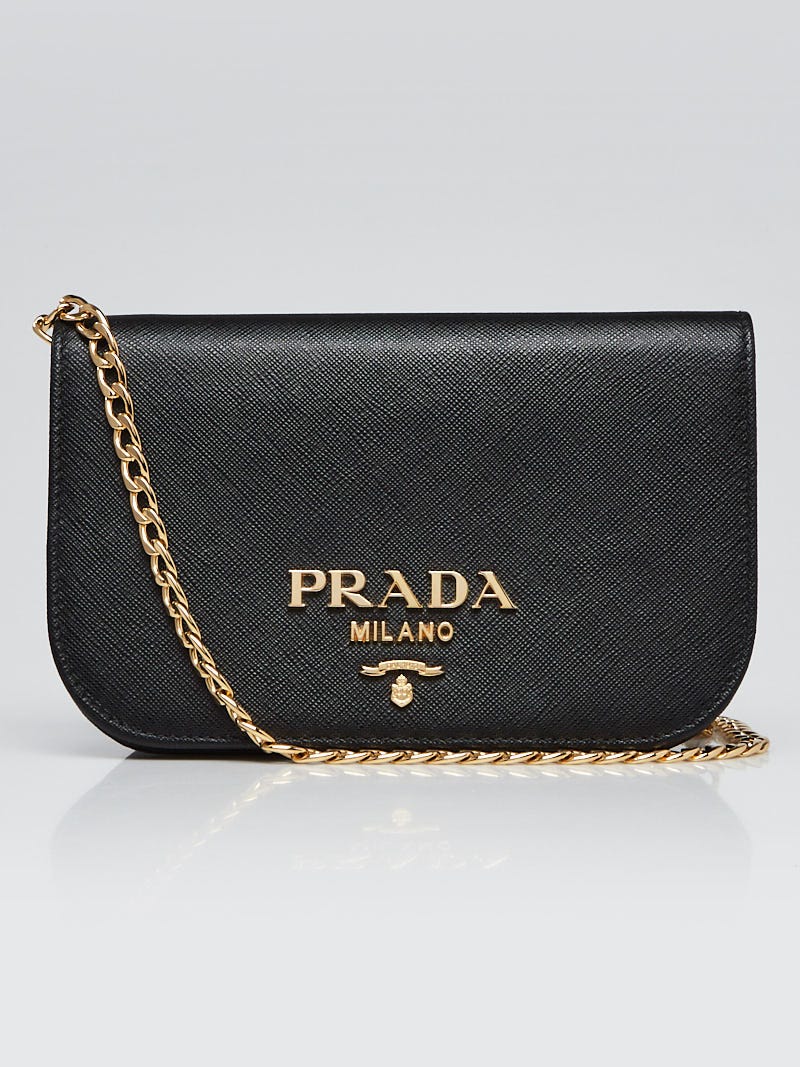 PRADA Saffiano Lux Leather Chain Shoulder Crossbody Bag