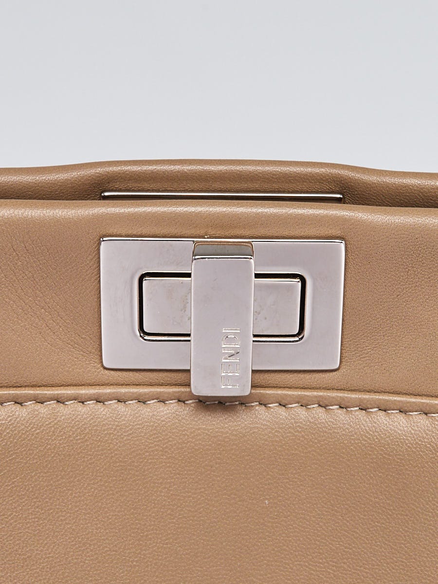 Fendi Taupe Nappa Leather Mini Peekaboo Satchel Bag 8BN244