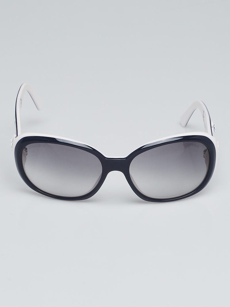 Chanel White/Blue Frame Camellia Flower Sunglasses-5113 | Yoogi's