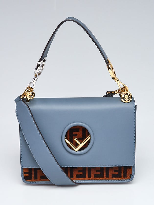 Fendi Blue Leather Kan I F Logo Shoulder Bag 8BT284