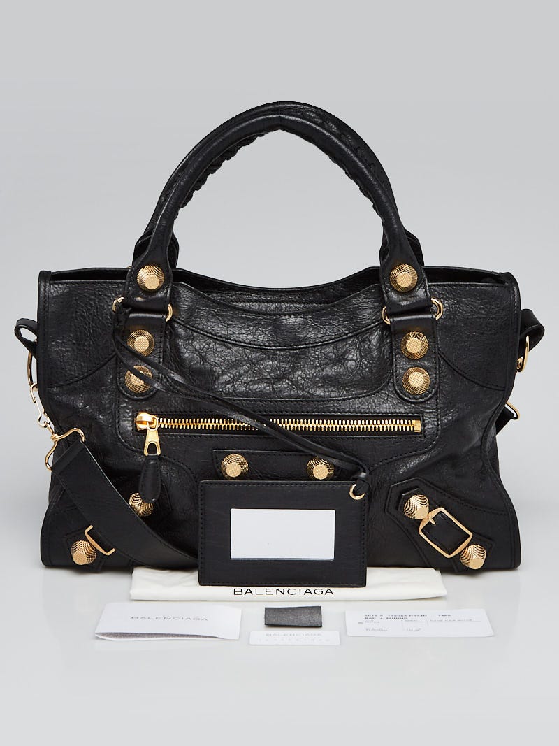 Balenciaga Black Lambskin Leather Giant 21 Gold Motorcycle City