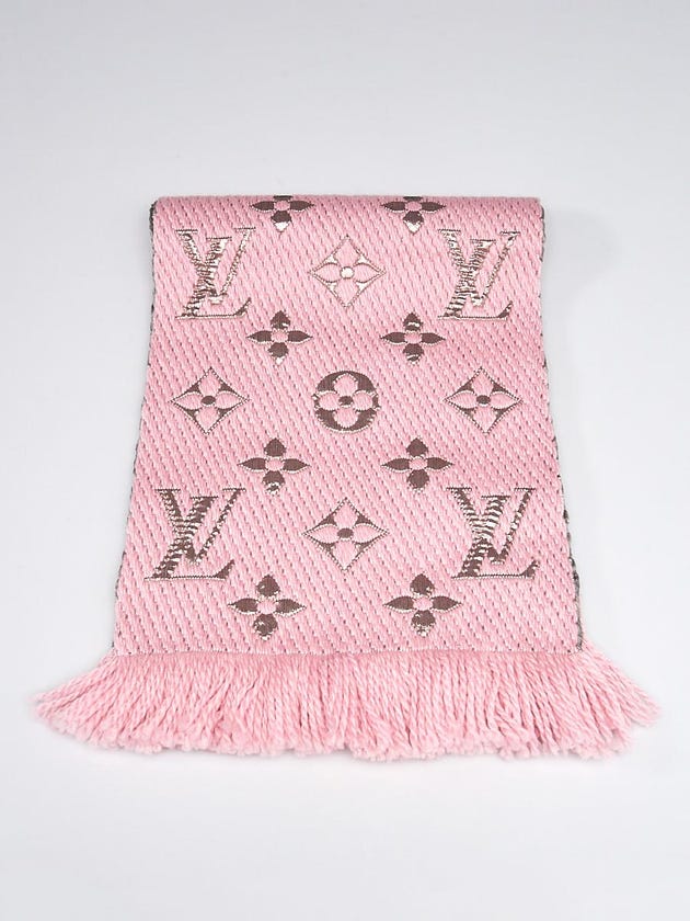 Louis Vuitton Pink Wool/Silk Logomania Scarf
